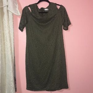 Military green off the shoulder dress